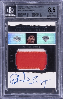 2003-04 UD "Exquisite Collection" Limited Logos #PE Patrick Ewing Signed Patch Card (#75/75) - BGS NM-MT+ 8.5/BGS 9